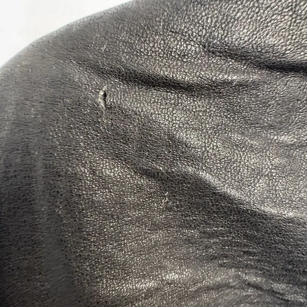 Vintage WinLit Men’s Black Leather Bomber Jacket 80s 90s